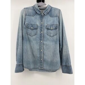 Vintage J.Crew Western Denim Pearl Snap Shirt Size 8 Cotton  Kids Rugged
